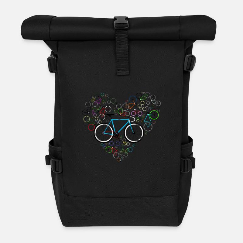 I Love My Bike - Roll Top Backpack - black