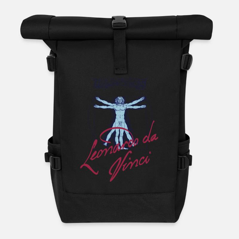 LEONARDO DA VINCI - Roll Top Backpack - black