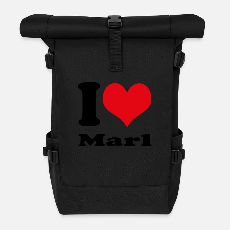 I love Marl - Rolltop Rucksack - Schwarz