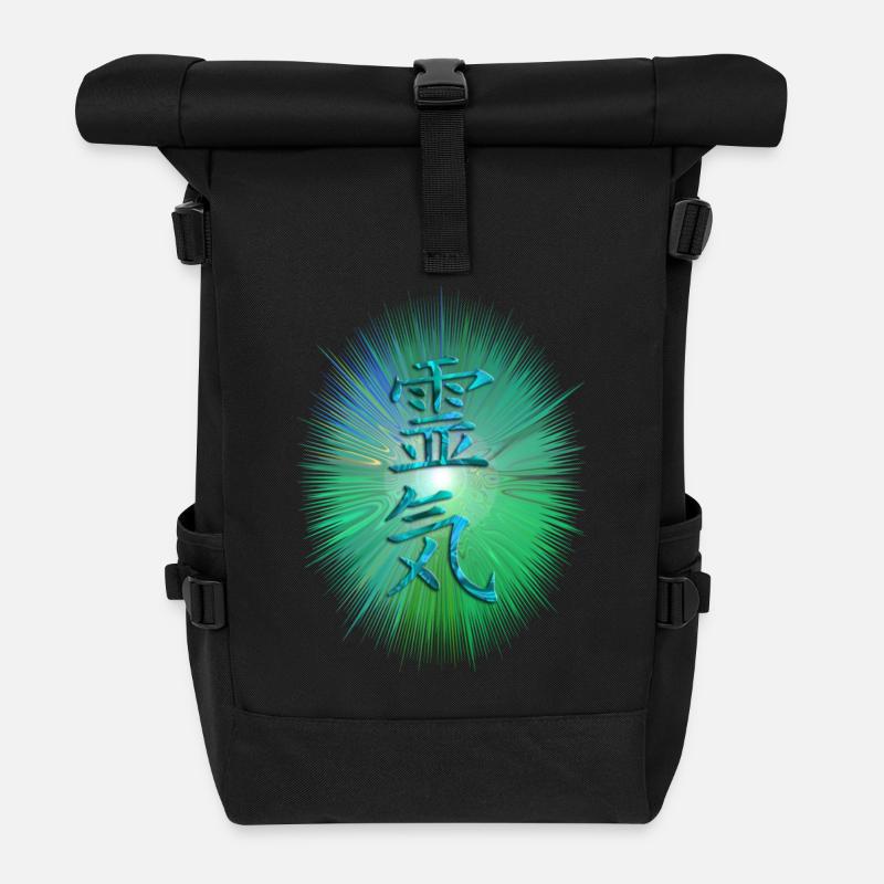 REIKI energy - Roll Top Backpack - black