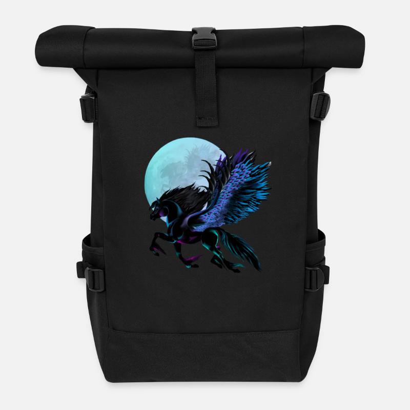 Black Pegasus - Roll Top Backpack - black