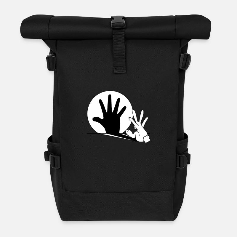 Ombre de lapin à la main - Sac à dos roll top - noir