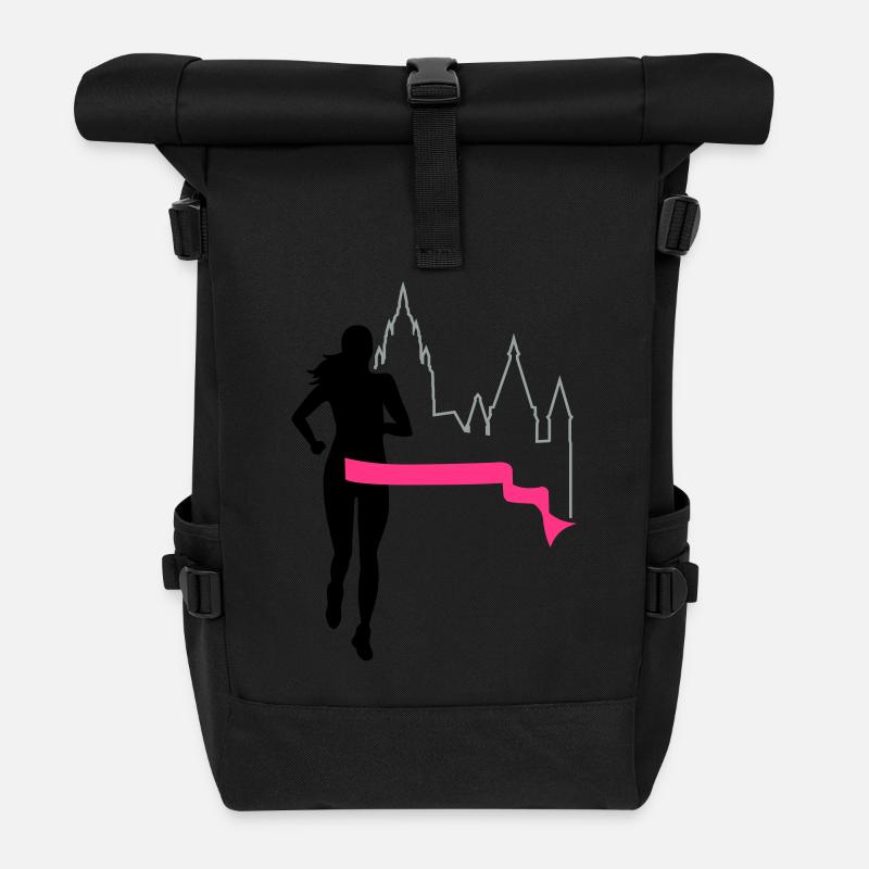 Marathon - Mainz - runner - Run - Run - 3C - Roll Top Backpack - black