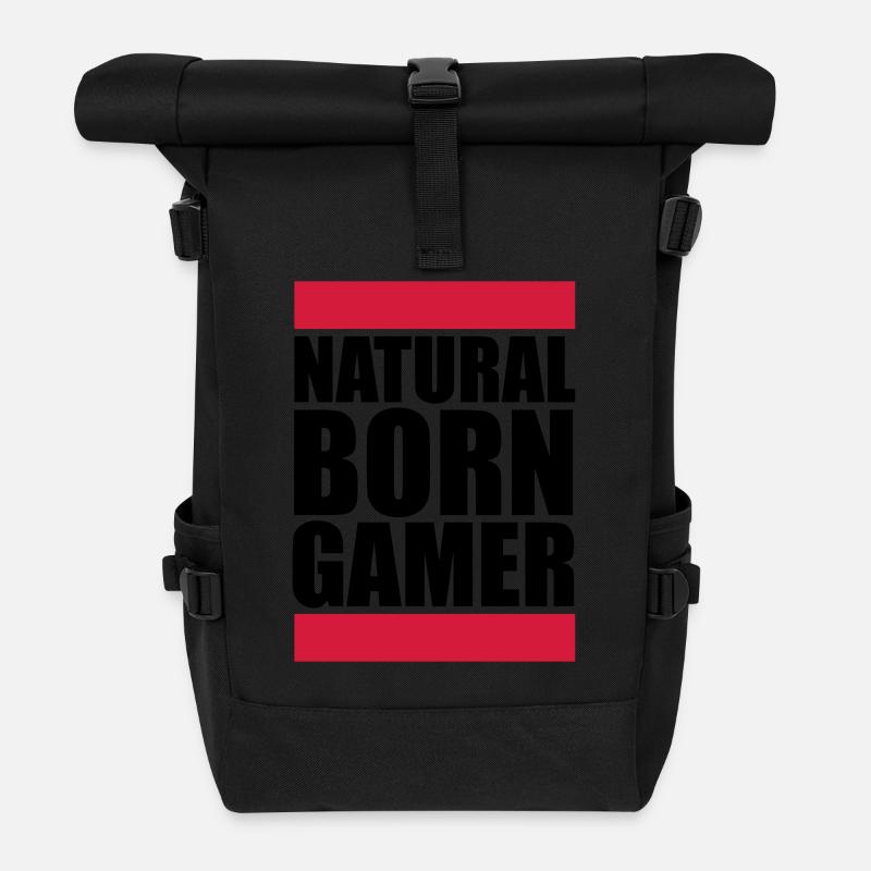Natural Born Gamer Logo - Rolltop Rucksack - Schwarz