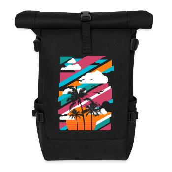 Palmen Paradies 01 - Rolltop Rucksack - Schwarz - Vorne