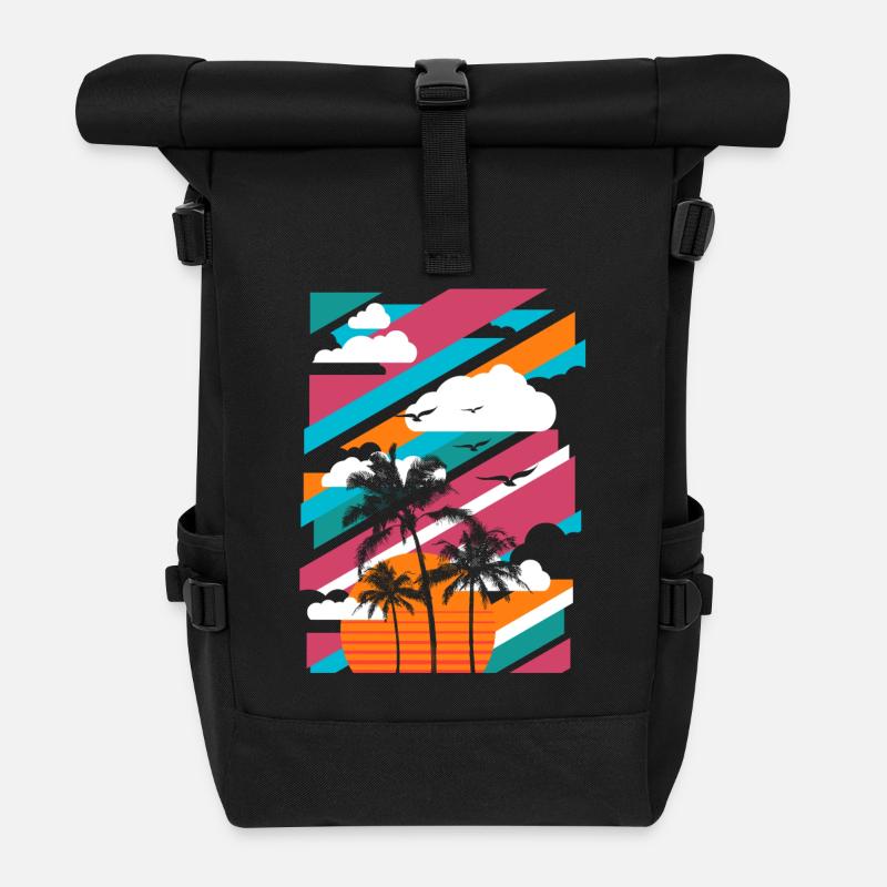 Palm Paradise 01 - Sac à dos roll top - noir