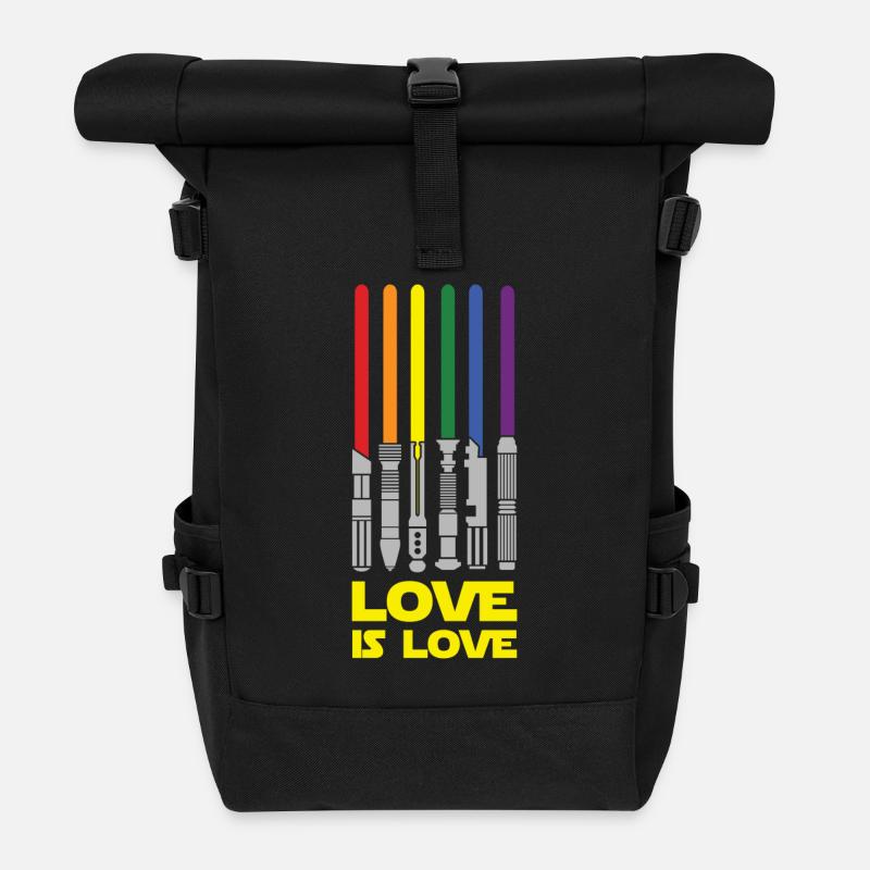 Lightsaber Rainbow, Love Is Love - Roll Top Backpack - black