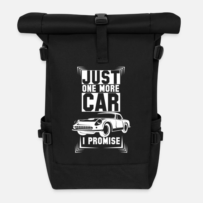 Just One More Car I Promise - Roll Top Backpack - black