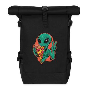 Außerirdischer Genießt Leckere Pizza - Rolltop Rucksack - Schwarz - Vorne