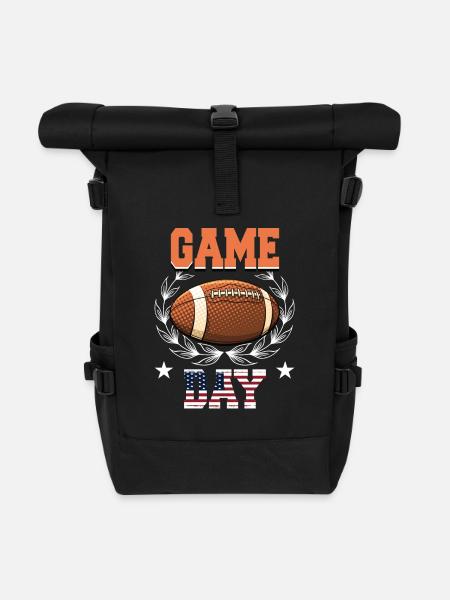 Game Day American Football - Rolltop Rucksack - Schwarz