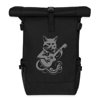 Weiße Steampunk Powerkatze - Rolltop Rucksack - Schwarz - Vorne