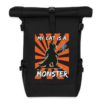 Funny Cat Design: My Cat is a Monster - Roll Top Backpack - black - Front