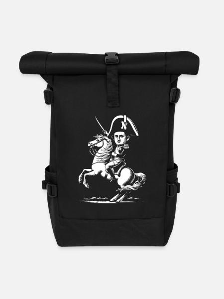 Drôle de Napoléon Bonaparte Design avec cheval et S - Sac à dos roll top - noir