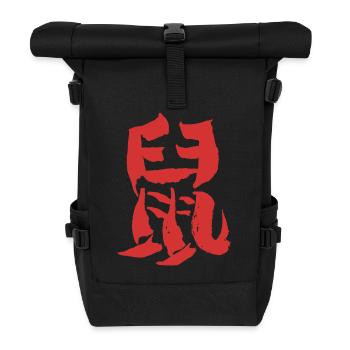 Ratte (Chinesisches Tierkreiszeichen) TUSCHE - Rolltop Rucksack - Schwarz - Vorne