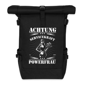Kellnerin Design für die Frau und Servicekraft - Rolltop Rucksack - Schwarz - Vorne
