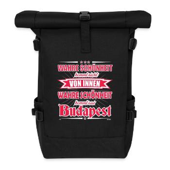 Wahre Schönheit kommt aus Budapest Design - Rolltop Rucksack - Schwarz - Vorne