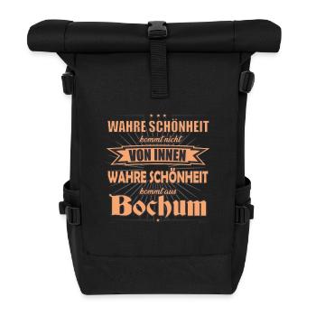 Wahre Schönheit kommt aus Bochum Design - Rolltop Rucksack - Schwarz - Vorne