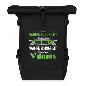 True beauty comes from Vilnius Design - Roll Top Backpack - black - Front