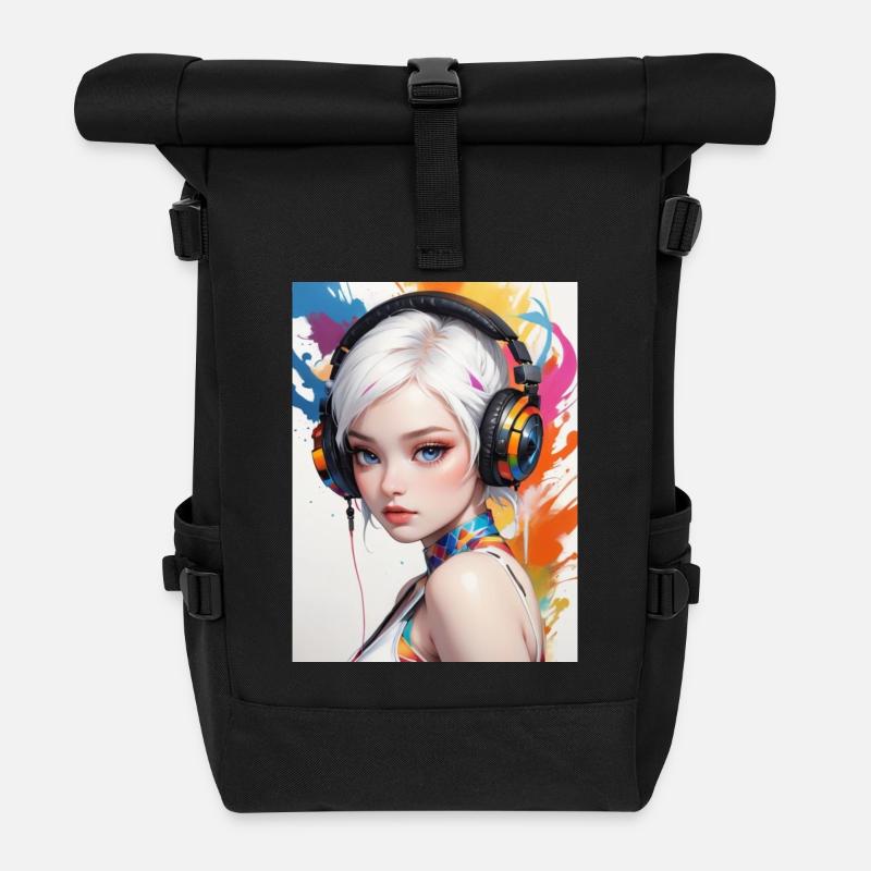 femme DJ - Sac à dos roll top - noir
