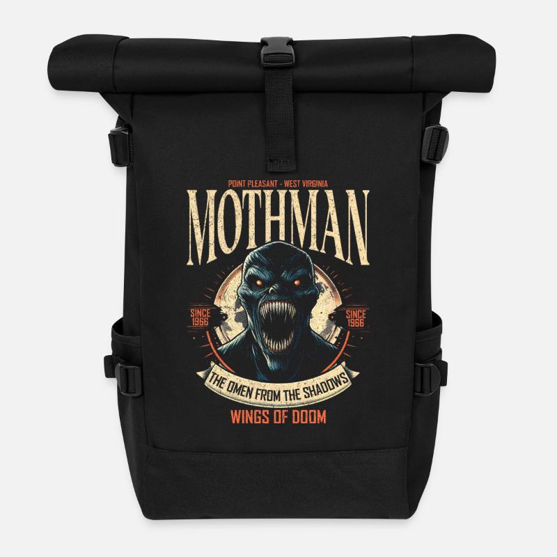 Mothman Dark Cryptid Legend West Virginia - Roll Top Backpack - black