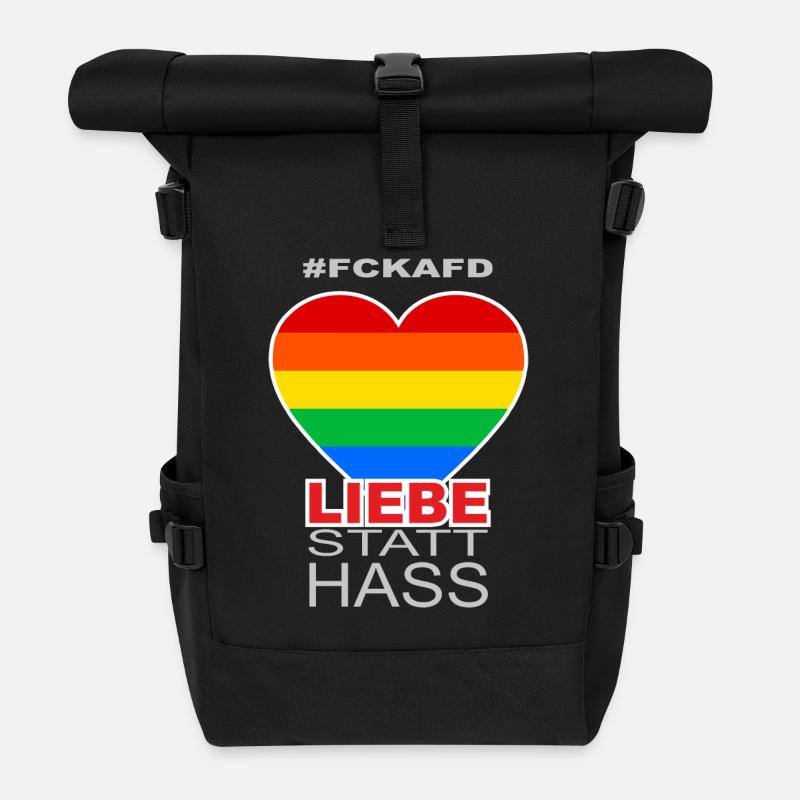 Liebe statt Hass - Rolltop Rucksack - Schwarz