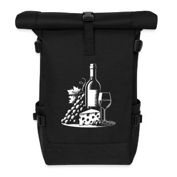 Cheese, grapes and wine Design for the connoisseur - Roll Top Backpack - black - Front