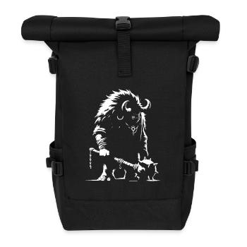 Orc, Ogre, Troll Silhouettes Design - Roll Top Backpack - black - Front