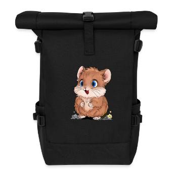 Cheerful hamster - Roll Top Backpack - black - Front