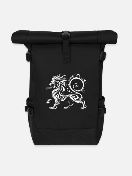 Eleganter Löwe – Für den Fan der edlen Raubkatze - Rolltop Rucksack - Schwarz
