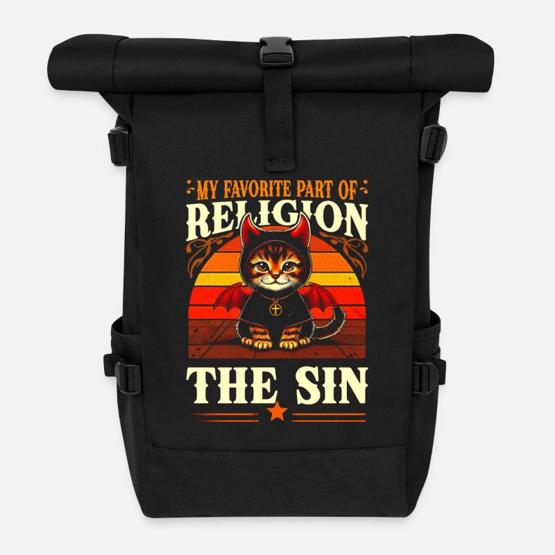 Retro Devil Cat Der Beste Von Religion - Rolltop Rucksack - Schwarz