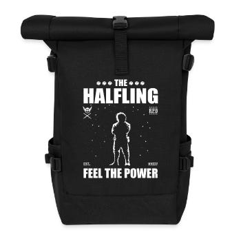 Der Halbling – klein aber mutig - cooles Halbling - Rolltop Rucksack - Schwarz - Vorne
