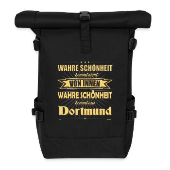 Wahre Schönheit kommt aus Dortmund Design - Rolltop Rucksack - Schwarz - Vorne