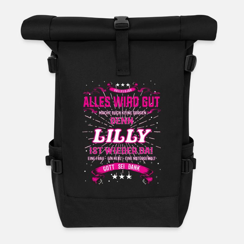 Alles wird gut denn Lilly Ist da Outfit - Rolltop Rucksack - Schwarz