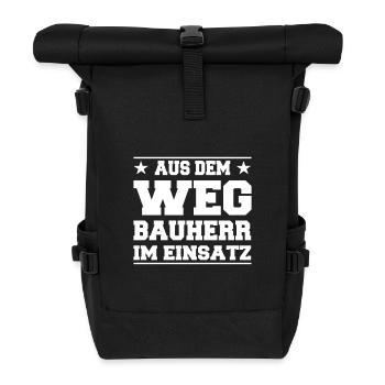 Out of the Way Builder in Action Design - Roll Top Backpack - black - Front