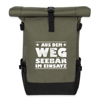 Out of the Way Sea Dog in Action Design - Roll Top Backpack - olive/black - Front