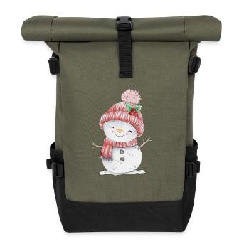 Cheerful snowman - Roll Top Backpack - olive/black - Front