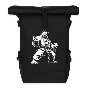 Martial Arts Bear – Strength in Motion - Bear Design - Roll Top Backpack - black - Front
