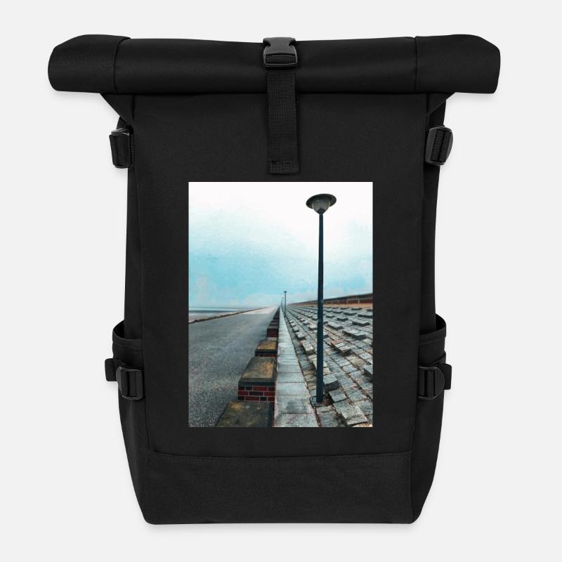 Baltrum Strandpromenade - Rolltop Rucksack - Schwarz