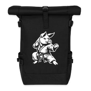 Martial Arts Pig – The Strong Fighter - Roll Top Backpack - black - Front