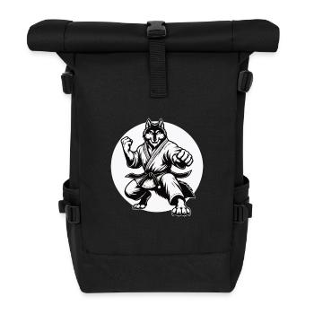 Loup d’arts martiaux – Force et loyauté - Sac à dos roll top - noir - Devant