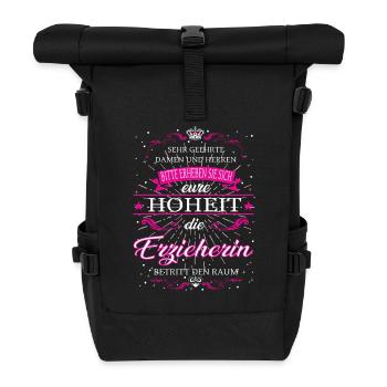 Eure Hoheit Erzieherin betritt den Raum - Rolltop Rucksack - Schwarz - Vorne