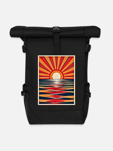 Retro Glow - Rolltop Rucksack - Schwarz