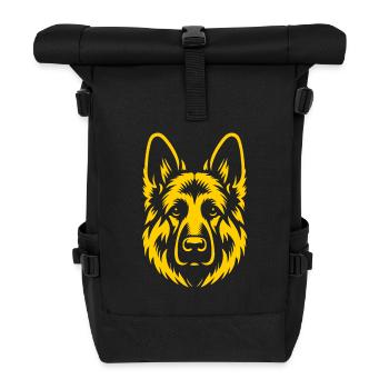 Berger jaune - Design unique pour chien - Sac à dos roll top - noir - Devant