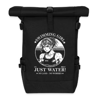 Swimming Girl - Just Water, No Land, No Worries - Roll Top Backpack - black - Front