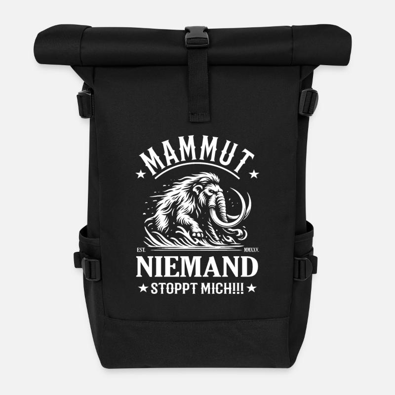 Mammouth, personne ne m’arrête Design - Sac à dos roll top - noir