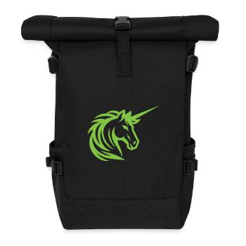 Schlichtes grünes Einhorn – Eleganz und Fantasie - Rolltop Rucksack - Schwarz - Vorne