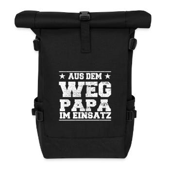 Out of the Way Dad in Action Design - Roll Top Backpack - black - Front
