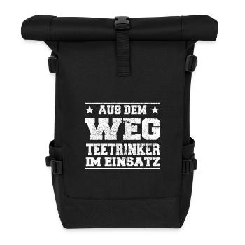 Aus dem Weg Teetrinker im Einsatz Design - Rolltop Rucksack - Schwarz - Vorne