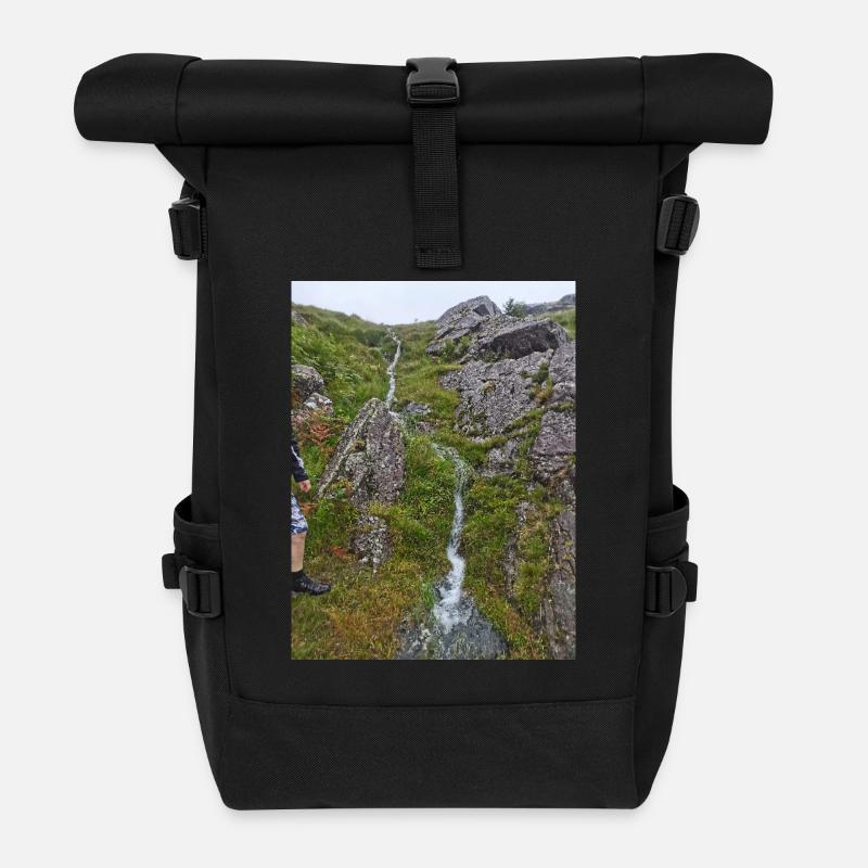 Waterfall - Roll Top Backpack - black