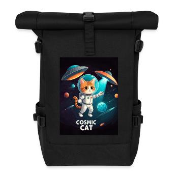 Chat cosmique – Chat astronaute de l’espace - Sac à dos roll top - noir - Devant